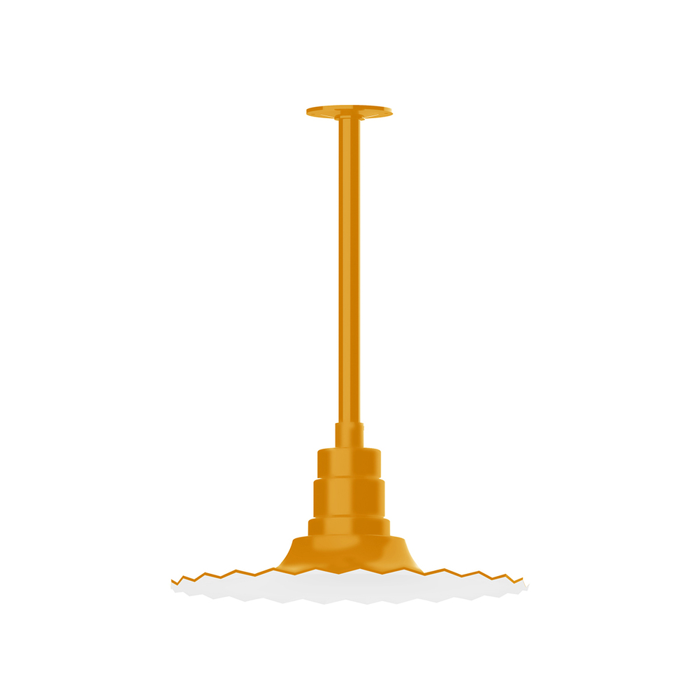 16" Radial shade, stem mount pendant with canopy, Bright Yellow