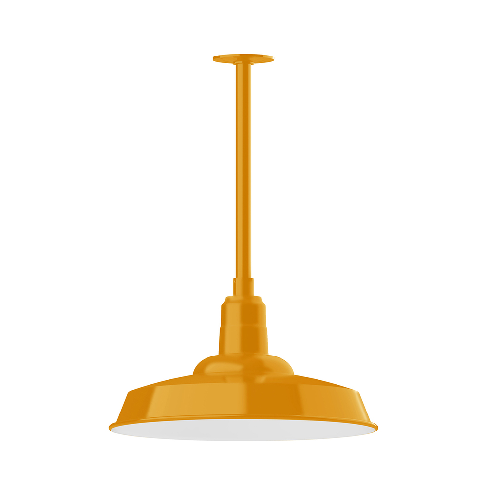 18" Warehouse shade, stem mount pendant with canopy, Bright Yellow