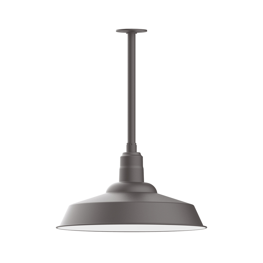 20" Warehouse shade, stem mount pendant with canopy, Bronze Matte