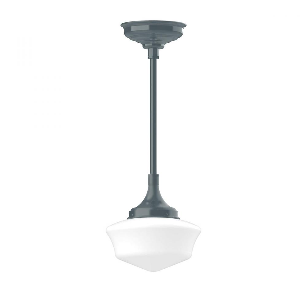 12" Schoolhouse glass, 1/2" x 36" stem and canopy, Slate Gray