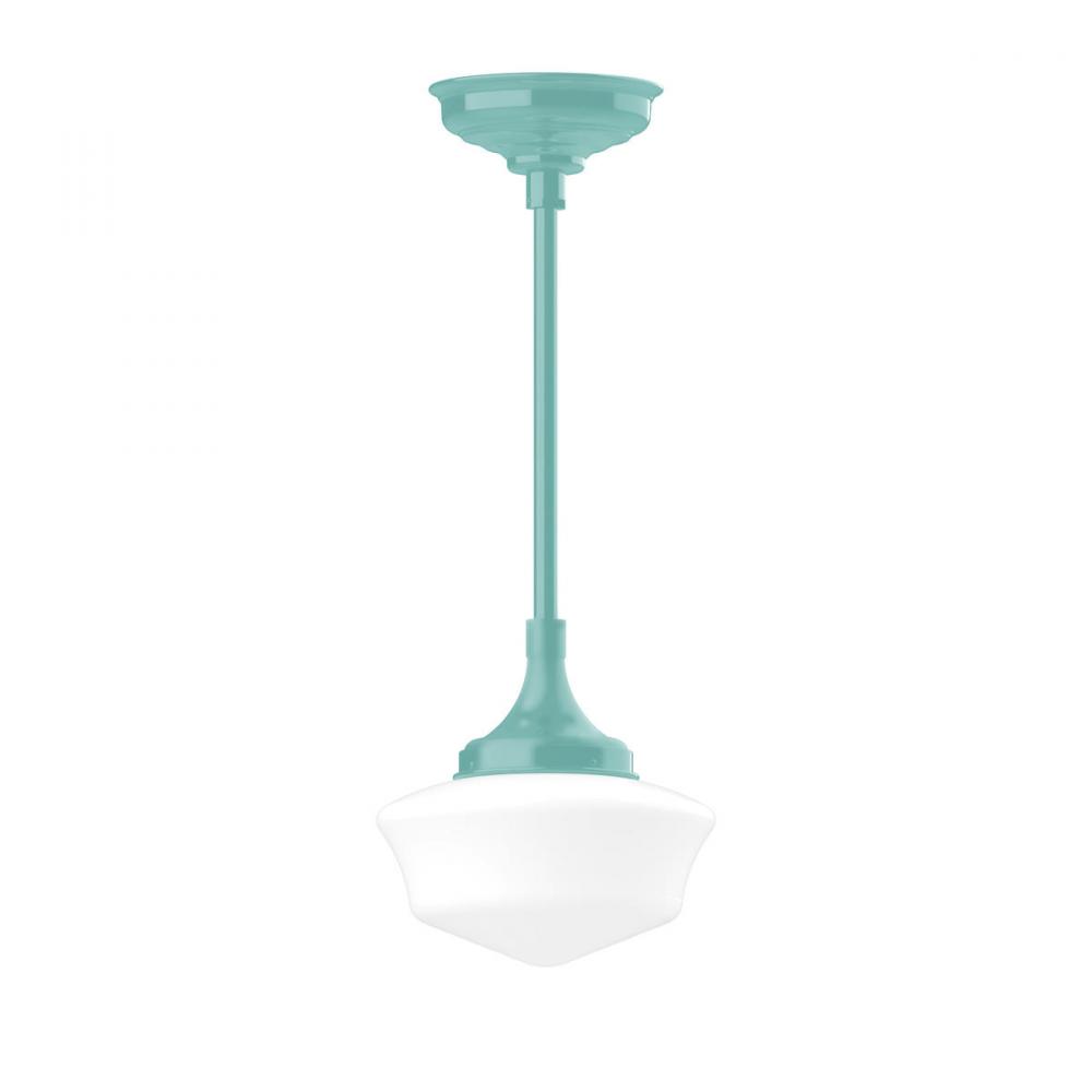 12" Schoolhouse glass, 1/2" x 36" stem and canopy, Sea Green
