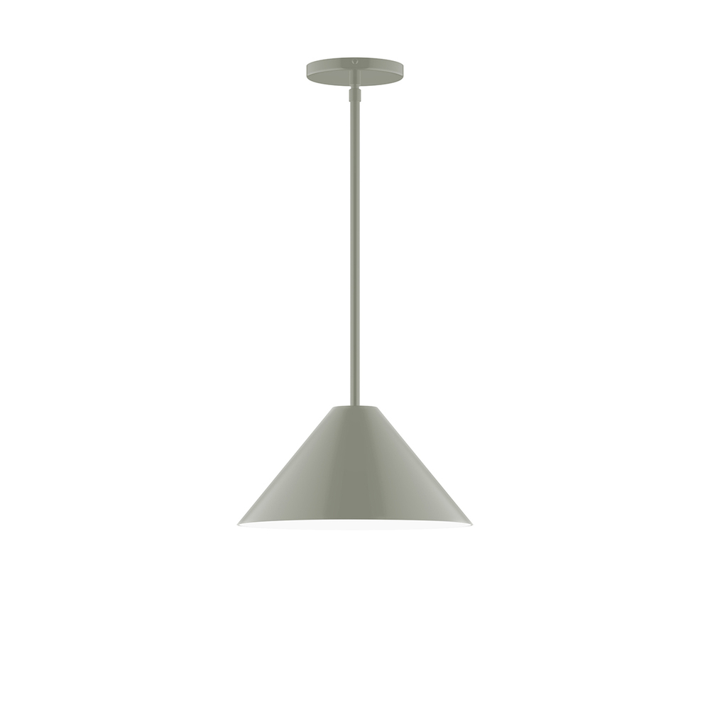 12" Pinnacle Stem Hung Pendant, Moss Green