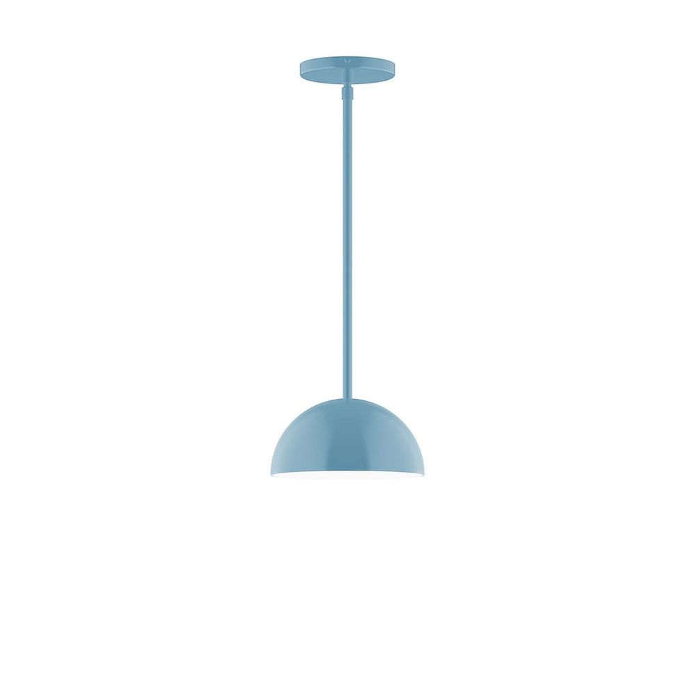 8" Arcade Stem Hung Pendant, Light Blue