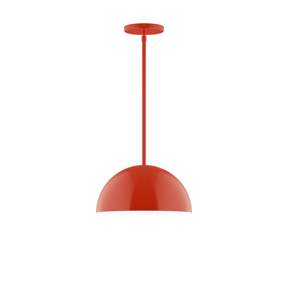 12" Arcade Stem Hung Pendant, Vermillion