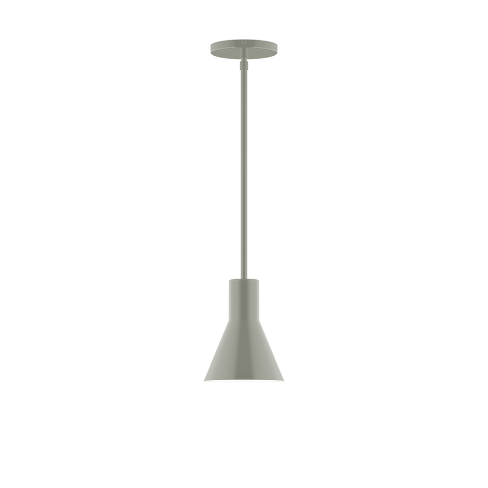 6" Flare Stem Hung Pendant, Moss Green
