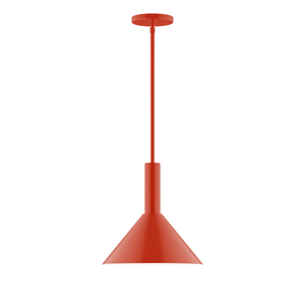 12" Chase Stem Hung Pendant, Vermillion