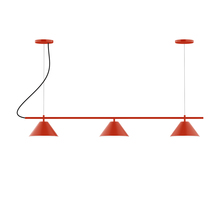 Montclair Light Works CHA421-26-C21-L12 - 3-Light Linear Pinnacle LED Chandelier with White SJT Cord, Vermillion