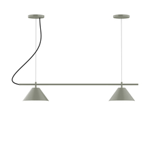 Montclair Light Works CHB421-24-C21-L12 - 2-Light Linear Pinnacle LED Chandelier with White SJT Cord, Moss Green