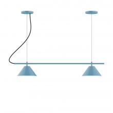 Montclair Light Works CHB421-41-C21-L12 - 2-Light Linear Pinnacle LED Chandelier with White SJT Cord, Black