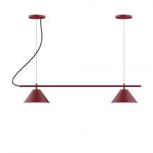 Montclair Light Works CHB421-42-C21-L12 - 2-Light Linear Pinnacle LED Chandelier with White SJT Cord, Forest Green