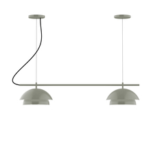 Montclair Light Works CHBX445-24-C21-L12 - 2-Light Linear Nest LED Chandelier with White SJT Cord, Moss Green
