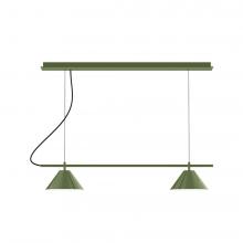 Montclair Light Works CHBX445-22-C21-L12 - 2-Light Linear Nest LED Chandelier with White SJT Cord, Fern Green