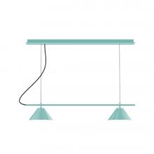 Montclair Light Works CHBX445-48-L12 - 2-Light Linear Nest LED Chandelier, Sea Green
