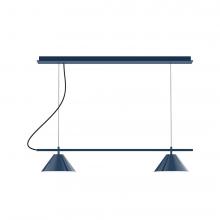 Montclair Light Works CHBX445-50-C21-L12 - 2-Light Linear Nest LED Chandelier with White SJT Cord, Navy