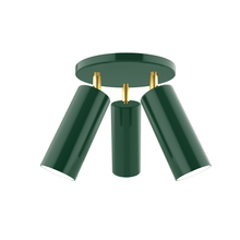 Montclair Light Works FMH440-42-91 - Martin 3-light Flush Mount, Forest Green with Brushed Brass Swivels