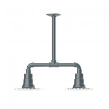 Montclair Light Works MSB157-40 - 8" Radial shade, 2-light stem hung pendant, Slate Gray