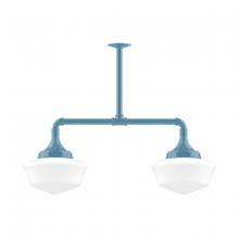 Montclair Light Works MSD021-54 - 12" Schoolhouse glass, 2-light stem hung pendant, Light Blue