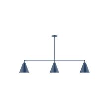 Montclair Light Works MSN420-50 - 3-Light Jynx Linear Pendant, Navy