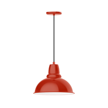 Montclair Light Works PEB107-26-C21 - 14" Cafe shade, pendant with white cord and canopy, Vermillion