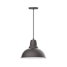 Montclair Light Works PEB107-57-C21 - 14" Cafe shade, pendant with white cord and canopy, Bronze Matte