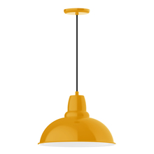 Montclair Light Works PEB108-21-C21 - 16" Cafe shade, pendant with white cord and canopy, Bright Yellow