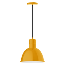 Montclair Light Works PEB116-21 - 12" Deep Bowl shade, pendant with black cord and canopy, Bright Yellow