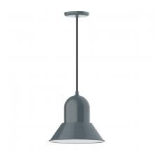 Montclair Light Works PEB123-40-C27 - 12" Prima shade, pendant with neutral argyle fabric cord and canopy, Slate Gray