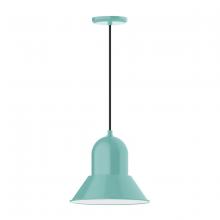Montclair Light Works PEB123-48-C25 - 12" Prima shade, pendant with polished copper fabric cord and canopy, Sea Green