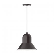 Montclair Light Works PEB123-51-C25 - 12" Prima shade, pendant with polished copper fabric cord and canopy, Architectural Bronze