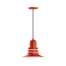 Montclair Light Works PEB148-26 - 12" Atomic shade, pendant with black cord and canopy, Vermillion