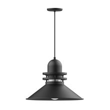 Montclair Light Works PEB152-41-G07 - 20" Atomic shade, pendant with black cord and canopy, Frosted Glass, Black