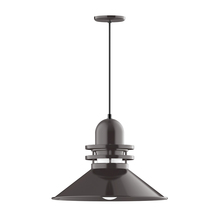 Montclair Light Works PEB152-51-G07 - 20" Atomic shade, pendant with black cord and canopy, Frosted Glass, Architectural Bronze