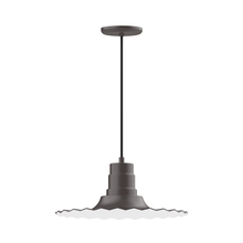 Montclair Light Works PEB159-57-C21 - 16" Radial shade, pendant with white cord and canopy, Bronze Matte