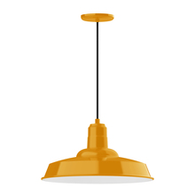 Montclair Light Works PEB185-21-C21 - 18" Warehouse shade, pendant with white cord and canopy, Bright Yellow