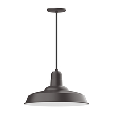 Montclair Light Works PEB185-57 - 18" Warehouse shade, pendant with black cord and canopy, Bronze Matte