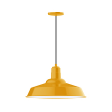 Montclair Light Works PEB186-21 - 20" Warehouse shade, pendant with black cord and canopy, Bright Yellow