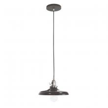 Montclair Light Works PEB401-51-96-C21 - 10" Uno Pendant, white cord with canopy, Architectural Bronze with Brushed Nickel Hardware
