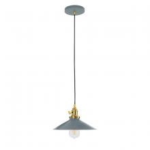 Montclair Light Works PEB404-40-91-C21 - 10" Uno Pendant, white cord with canopy, Slate Gray with Brushed Brass Hardware