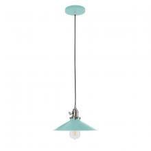 Montclair Light Works PEB404-48-96-C21 - 10" Uno Pendant, white cord with canopy, Sea Green with Brushed Nickel Hardware