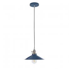 Montclair Light Works PEB404-50-96-C21 - 10" Uno Pendant, white cord with canopy, Navy with Brushed Nickel Hardware