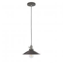 Montclair Light Works PEB404-51-96-C21 - 10" Uno Pendant, white cord with canopy, Architectural Bronze with Brushed Nickel Hardware