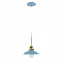 Montclair Light Works PEB404-54-91 - Uno 10" Pendant,  Light Blue with Brushed Brass hardware