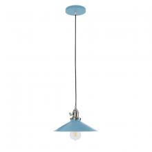 Montclair Light Works PEB404-54-96-C21 - 10" Uno Pendant, white cord with canopy, Light Blue with Brushed Nickel Hardware