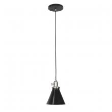Montclair Light Works PEB405-41-96 - Uno 6" Pendant,  Black with Brushed Nickel hardware