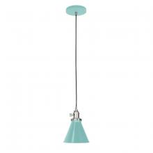 Montclair Light Works PEB405-48-96-C21 - 6" Uno Pendant, white cord with canopy, Sea Green with Brushed Nickel Hardware