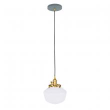 Montclair Light Works PEB413-40-91 - Uno 8" Pendant, with Schoolhouse glass shade,  Slate Gray with Brushed Brass hardware