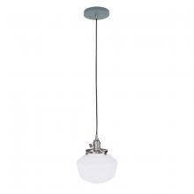 Montclair Light Works PEB413-40-96 - Uno 8" Pendant, with Schoolhouse glass shade,  Slate Gray with Brushed Nickel hardware