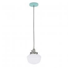 Montclair Light Works PEB413-48-96-C21 - 8" Uno Pendant, white cord with canopy, Sea Green with Brushed Nickel Hardware