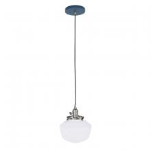 Montclair Light Works PEB413-50-96-C21 - 8" Uno Pendant, white cord with canopy, Navy with Brushed Nickel Hardware