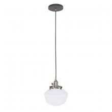 Montclair Light Works PEB413-51-96 - Uno 8" Pendant, with Schoolhouse glass shade,  Architectural Bronze with Brushed Nickel hardware